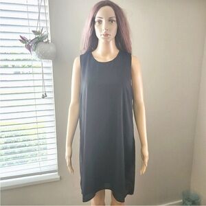 Twik by Simon black sleeveless shift dress midi